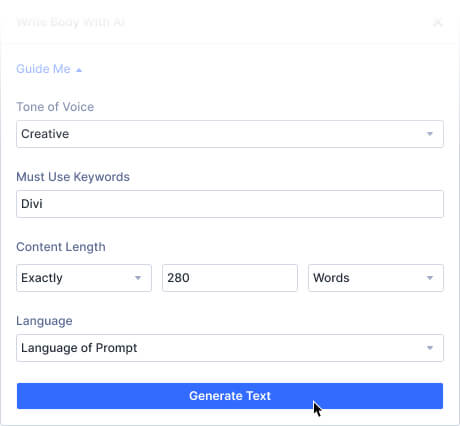 Divi AI Advanced Options