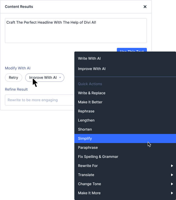 Divi AI Text Improvement