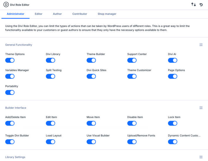 Rolle permissions editor